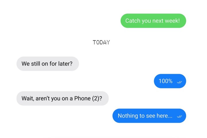 Chat-Blasen ändern ihre Farbe auf Nothing Phone 2.