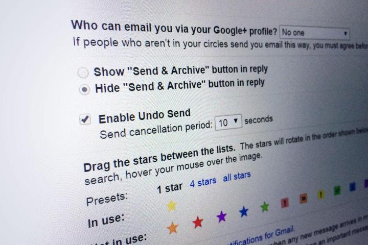 Die Einstellungen für Gmail "Senden rückgängig machen" Besonderheit.