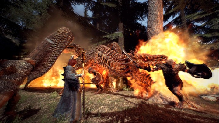 Dragon's Dogma-Spieler kämpft gegen einen Feind.