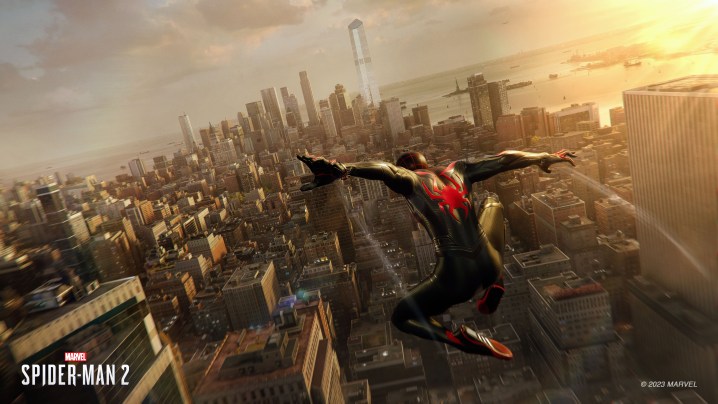Für den 15.09. 08:00 Uhr PT wird ein Embargo verhängt. Miles springt in Marvels Spider-Man 2 durch die Luft.