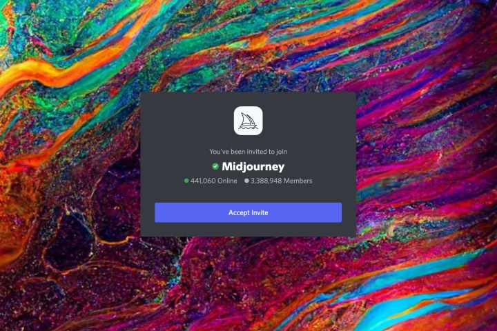 Einladungsbildschirm für den Discord-Server von Midjourney.