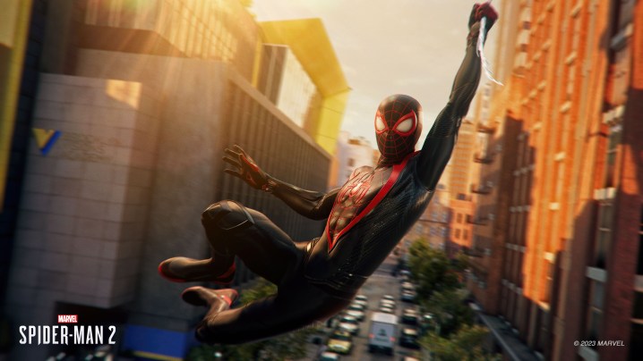 AM 15.09. 08:00 PT GESPERRT Miles schwingt sich in Marvels Spider-Man 2 durch New York.