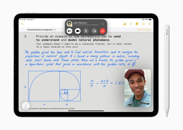 Apple Pencil und iPad bei Verwendung von FreeForm und FaceTime