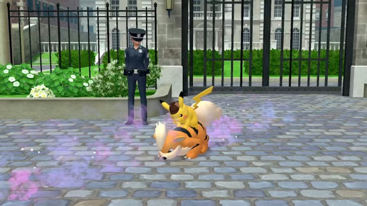 In Meisterdetektiv Pikachus Rückkehr erschnüffelt ein Growlithe einen Duft.