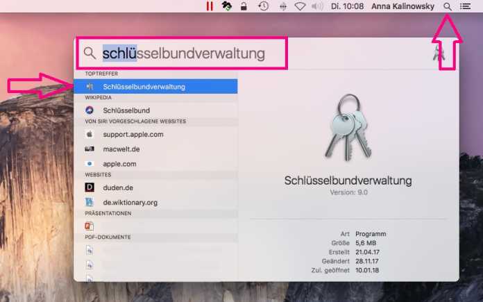 So finden Sie ein WLAN-Passwort auf dem Mac