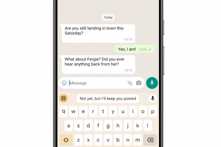 Smart Reply-Funktion in WhatsApp mit freundlicher Genehmigung von Gboard.
