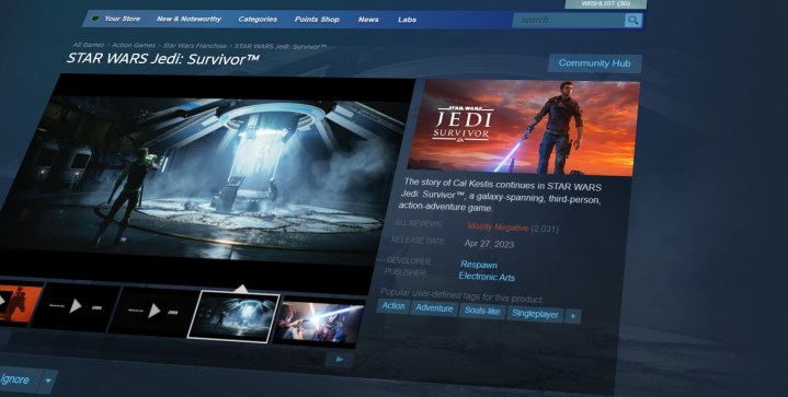 Star Wars Jedi: Survivor-Rezensionen auf Steam.