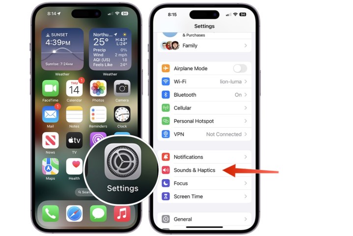 Screenshot, der zeigt, wie man den Standard-Benachrichtigungston auf dem iPhone ändert. 