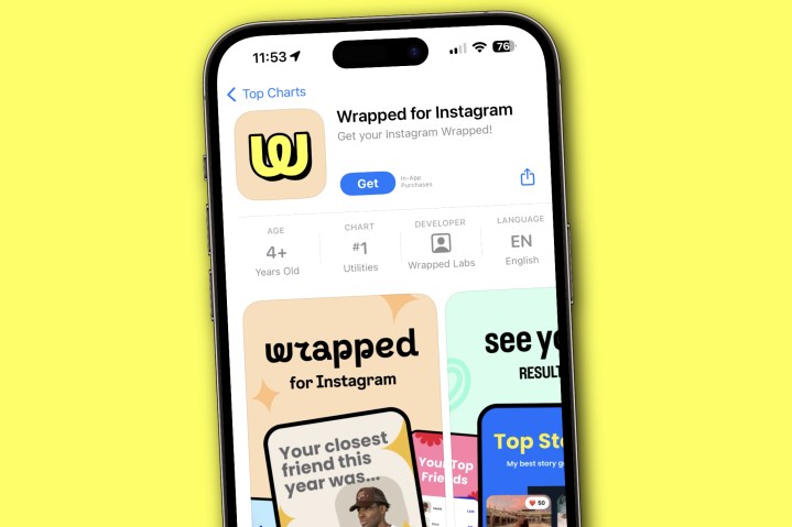 Rendering der Wrapped for Instagram-App auf einem iPhone.