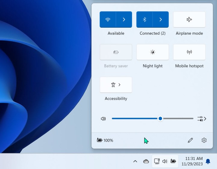 Screenshot von Windows 11, der die Akkulaufzeit zeigt.