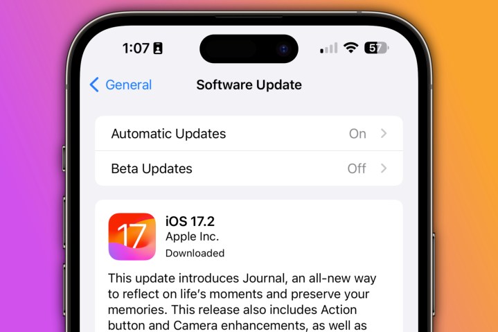 Das iOS 17.2-Update auf einem iPhone.