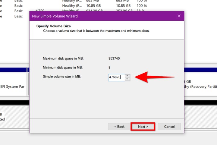 Die Option „Neues einfaches Volume“ im Windows-Datenträgerverwaltungstool.