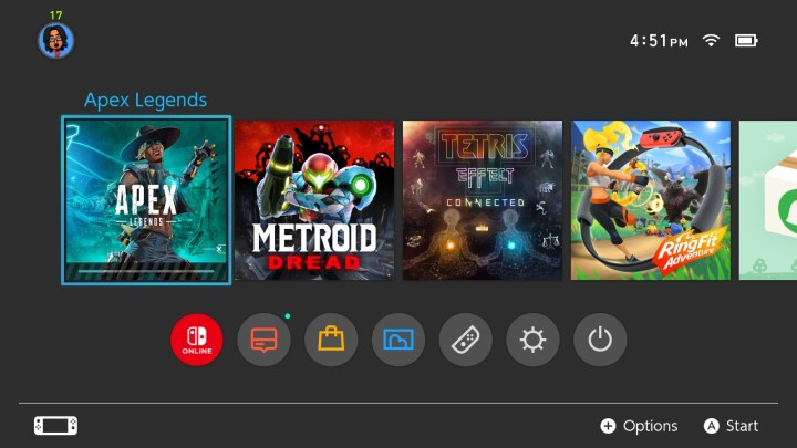 Startbildschirm mit Spiel-Download auf Nintendo Switch.