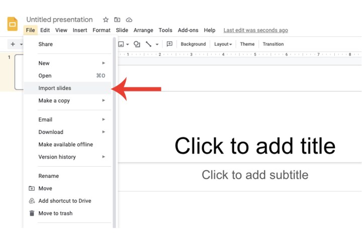 Öffnen einer PowerPoint-Präsentationsdatei auf Google Drive über die Registerkarte „Google Slides“.