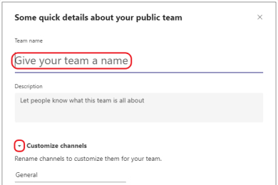 Benennen Sie Ihr Team in Microsoft Teams.