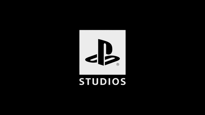 Das PlayStation Studios-Logo in Schwarzweiß.