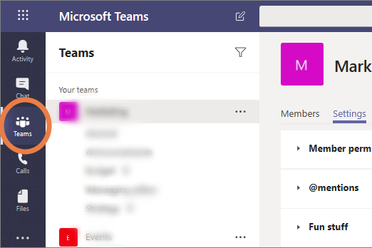 Microsoft Teams-Symbol in der App.