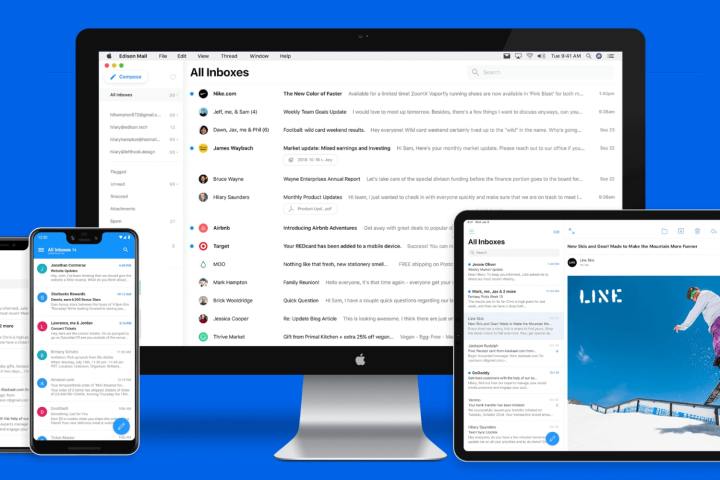 Die Edison-E-Mail-App läuft auf verschiedenen Apple-Geräten, darunter einem iPhone, einem iMac und einem iPad.