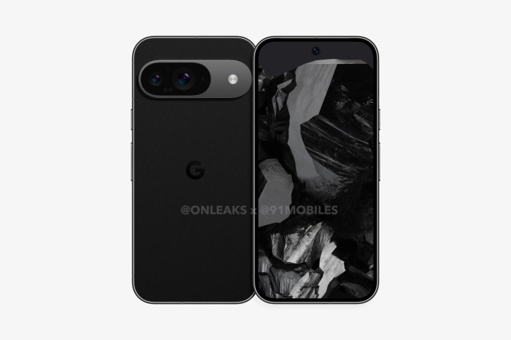 Ein Rendering des Google Pixel 9-Smartphones in Schwarz.