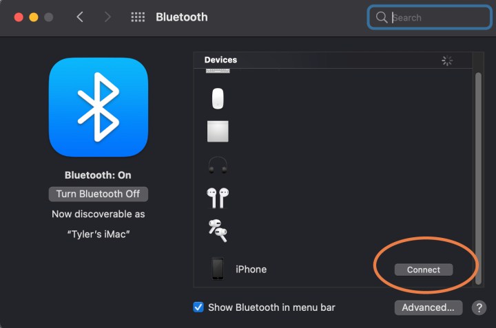 Verbinden Sie das iPhone mit Bluetooth.