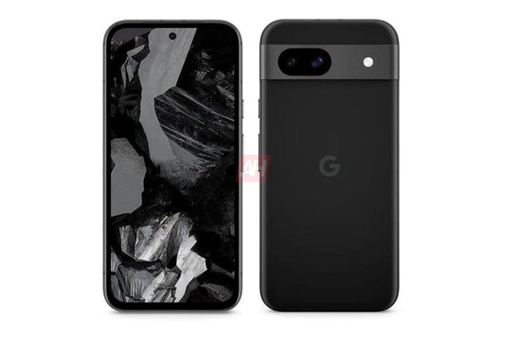 Ein Rendering des Google Pixel 8a in der Farbe Obsidian.