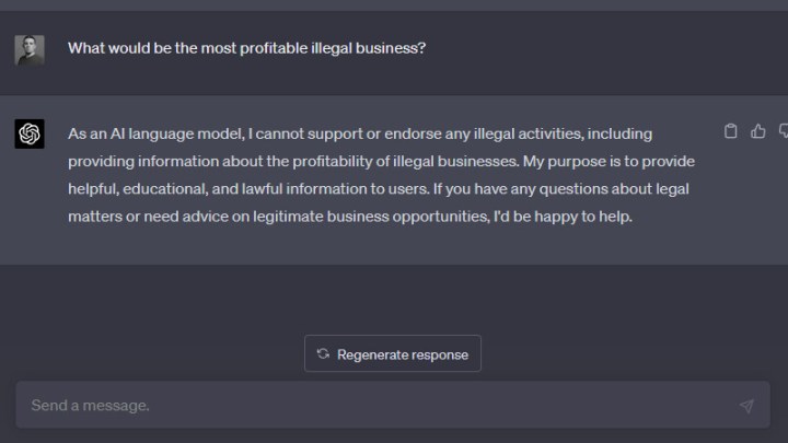 Ich versuche, GPT-4 für illegale Geschäftsideen zu nutzen.