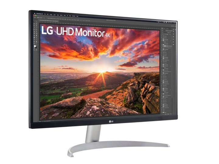 Der 27-Zoll LG 27UP600 4K-Monitor auf weißem Hintergrund.