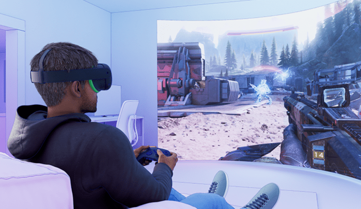 Ein Konzeptbild von jemandem, der ein Spiel in der virtuellen Realität spielt.