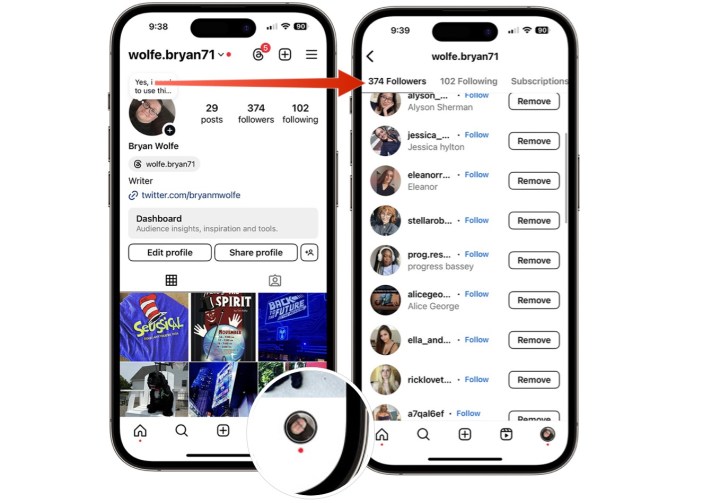 Screenshot, der Instagram-Follower in der iPhone-App zeigt.