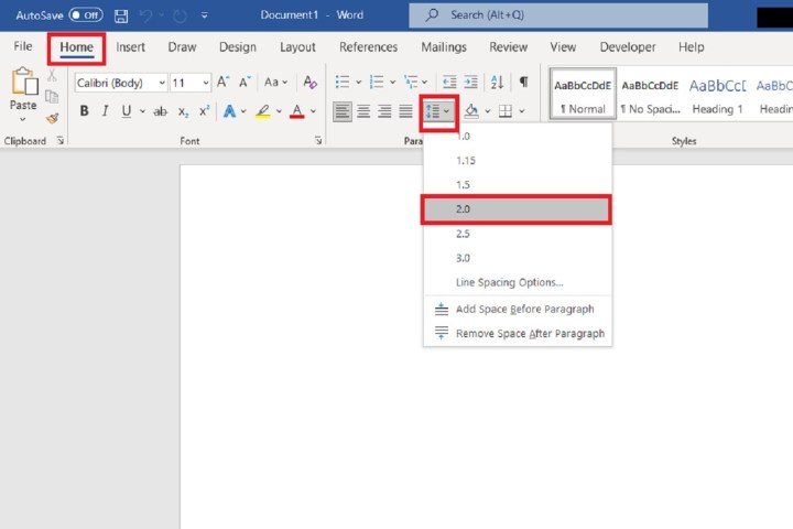 So verdoppeln Sie den Abstand in einem Microsoft Word-Dokument, bevor Sie den Text schreiben.