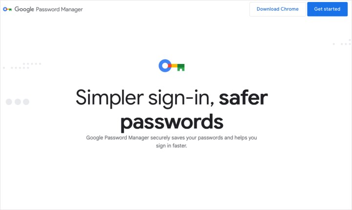 Website des Google Password Managers.