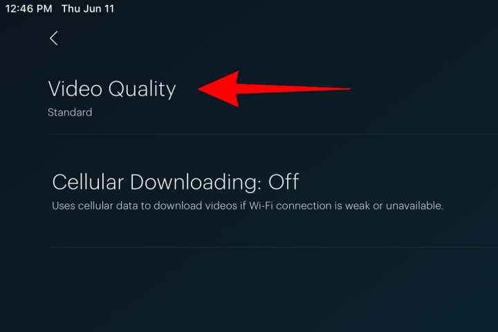 Die Einstellungen für die Download-Videoqualität in der Hulu-App.