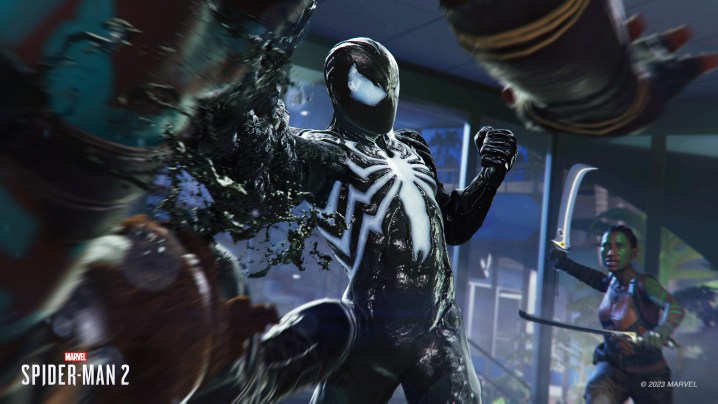In Marvel's Spider-Man 2 greift Peter Feinde mit dem Symbionten-Anzug an.