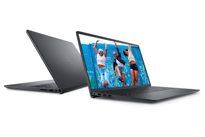 Der Dell Inspiron 15 3000 Laptop, von hinten und vorne betrachtet.
