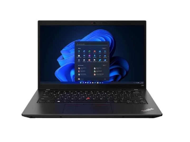 Der Lenovo ThinkPad L14 Gen 3 Laptop auf weißem Hintergrund.
