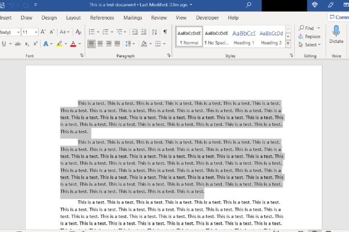 Ein Screenshot der Microsoft Word-Desktop-App, der zwei ausgewählte Absätze zeigt.