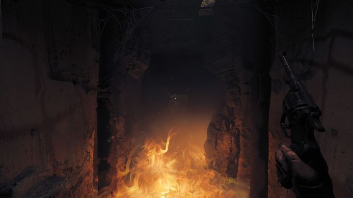 Der Spieler sieht Feuer in Amnesia: The Bunker.