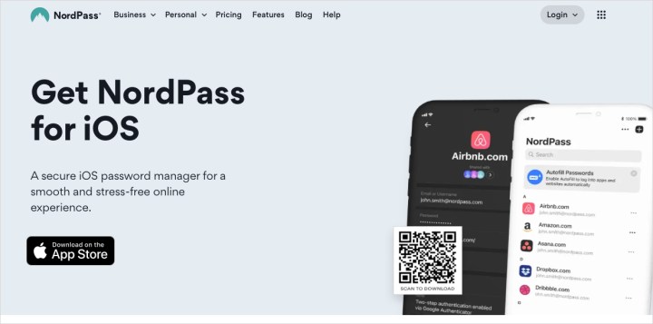 NordPass Password Manager-Website für iOS.