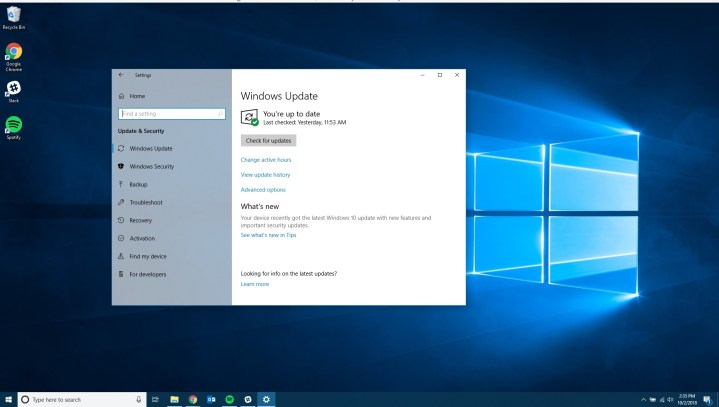 Der Windows Update-Bildschirm in Windows 10.