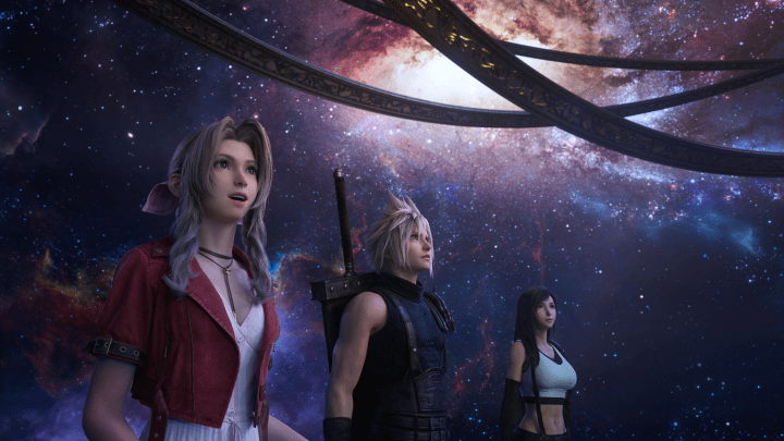 Cloud, Aerith und Tifa stehen in Final Fantasy VII Rebirth zusammen.