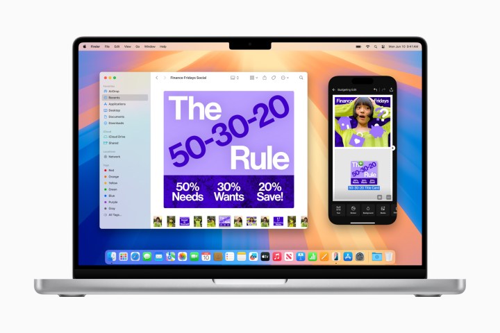 iPhone-Bildschirmspiegelung auf einem MacBook.