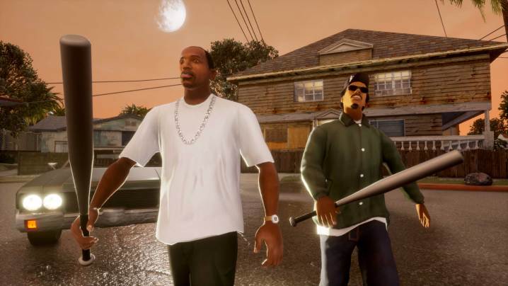 CJ und Rider gehen in Grand Theft Auto: San Andreas – The Definitive Edition.