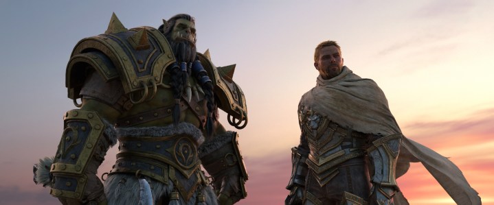 Thrall und Anduin stehen in einer Filmsequenz von World of Warcraft.